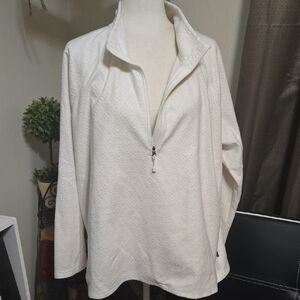 Eddie Bauer Textured Cream Half-Zip Jacket